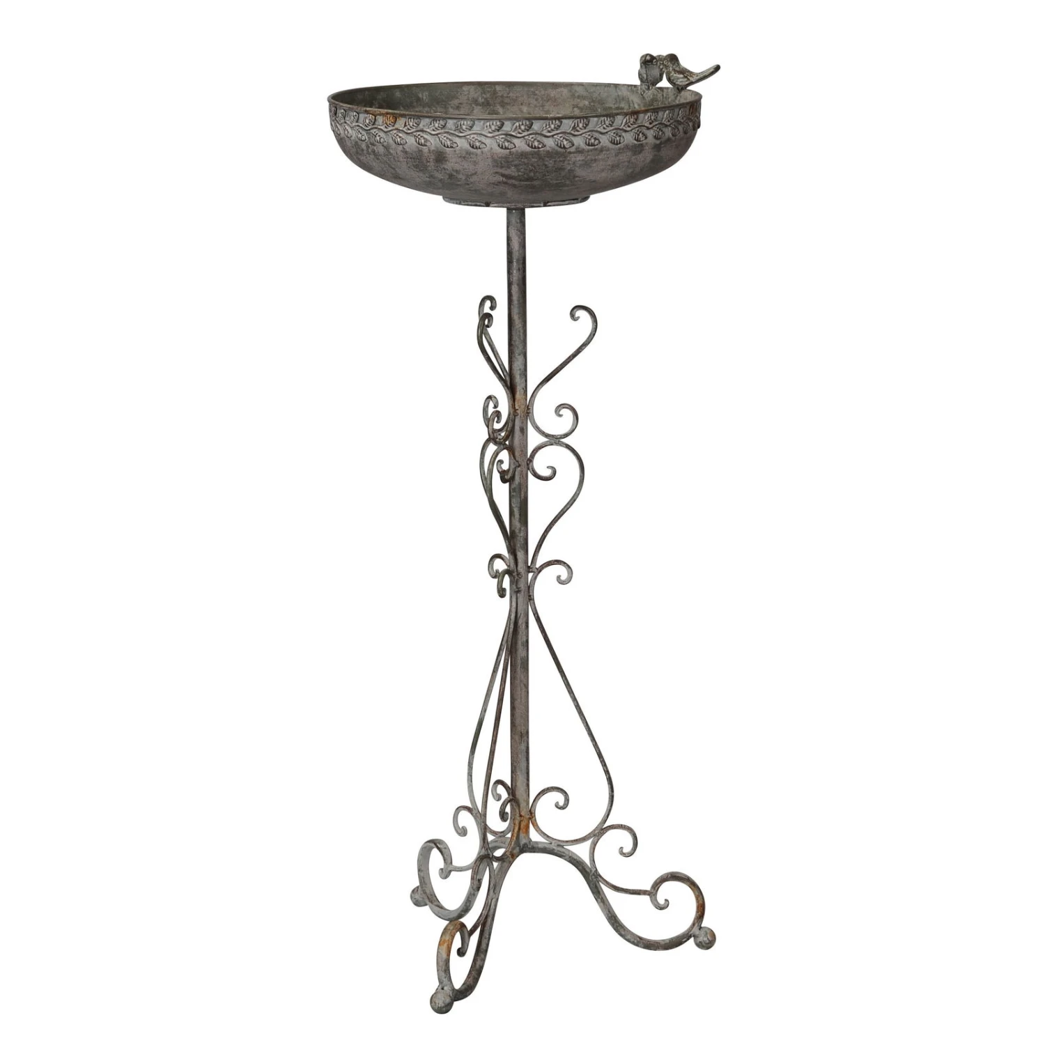 Vogeltränke, Schale Auf Fuß, Eisen, 30 X 33 X 75 Cm, Graubraun 1 Vogeltränke, Schale Auf Fuß, Eisen, 30 X 33 X 75 Cm, Graubraun
