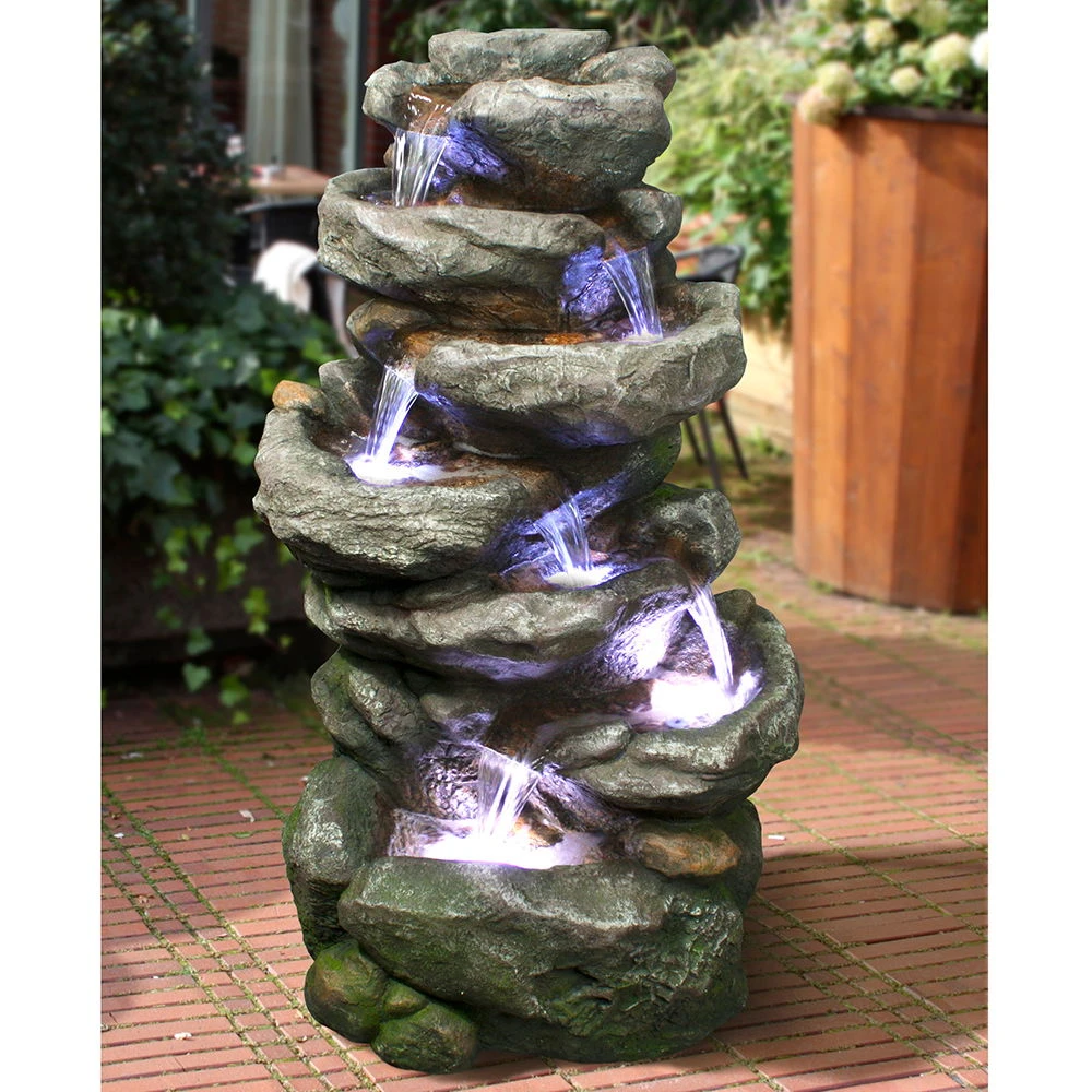 Brunnen Aus Polyresin Mit Pumpe, LED-Beleuchtung Und 10 M Kabel, Ca. 56x44x102 Cm 2 Brunnen Aus Polyresin Mit Pumpe, LED-Beleuchtung Und 10 M Kabel, Ca. 56x44x102 Cm – Bild 2