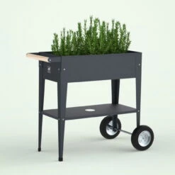 Hochbeet-Trolley Mit Rädern, Anthrazit, Metall, 75 X 35 X 80 Cm, 47 L -Garten Sicht Verkäufe 0980250141 Urban Garden Trolly auf Raedern anthrazit 10 84504