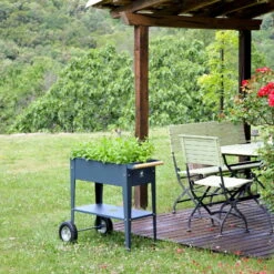 Hochbeet-Trolley Mit Rädern, Anthrazit, Metall, 75 X 35 X 80 Cm, 47 L -Garten Sicht Verkäufe 0980250141 Urban Garden Trolly auf Raedern anthrazit 11 84503