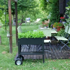 Hochbeet-Trolley Mit Rädern, Anthrazit, Metall, 75 X 35 X 80 Cm, 47 L -Garten Sicht Verkäufe 0980250141 Urban Garden Trolly auf Raedern anthrazit 13 84502