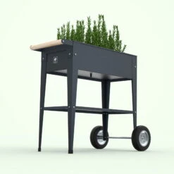 Hochbeet-Trolley Mit Rädern, Anthrazit, Metall, 75 X 35 X 80 Cm, 47 L -Garten Sicht Verkäufe 0980250141 Urban Garden Trolly auf Raedern anthrazit 8 84506