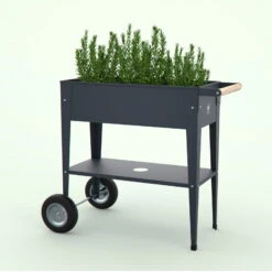 Hochbeet-Trolley Mit Rädern, Anthrazit, Metall, 75 X 35 X 80 Cm, 47 L -Garten Sicht Verkäufe 0980250141 Urban Garden Trolly auf Raedern anthrazit 9 84505