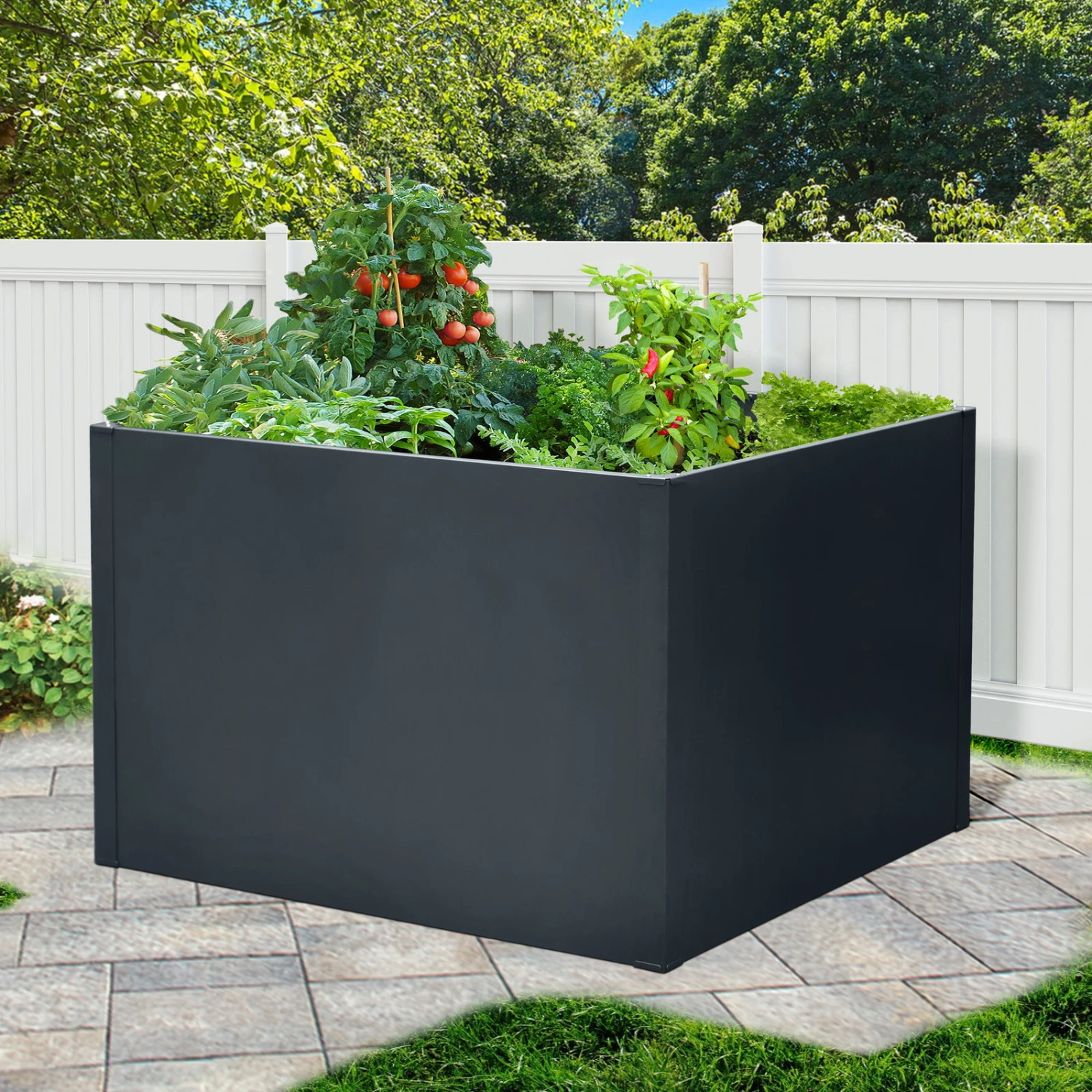 Hochbeet Mit Doppelwand, Anthrazit 3 Hochbeet Mit Doppelwand, Anthrazit – Bild 3
