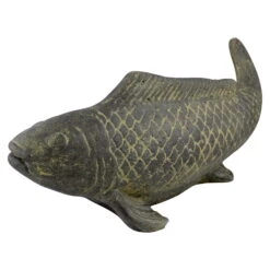 Fisch Geschnitzt, Grau, Gefärbt, Steinguss, 16 X 40 X 13 Cm -Garten Sicht Verkäufe 0980305689 Fisch 40cm Stein geschnitzt 4 100485