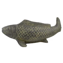 Fisch Geschnitzt, Grau, Gefärbt, Steinguss, 16 X 40 X 13 Cm -Garten Sicht Verkäufe 0980305689 Fisch 40cm Stein geschnitzt 5 100486