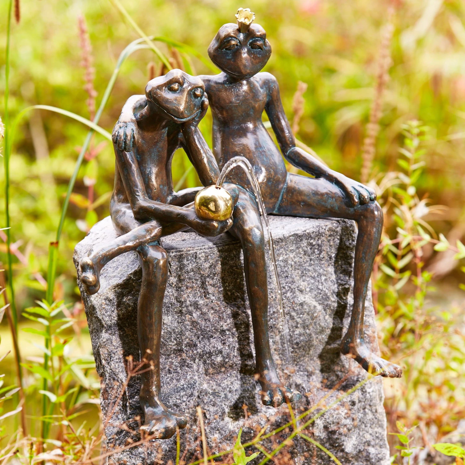 Gartenfigur "Froschkönig Paar" Von Rottenecker, Bronze, Höhe: 35 Cm 1 Gartenfigur "Froschkönig Paar" Von Rottenecker, Bronze, Höhe: 35 Cm