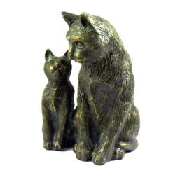 Rottenecker Bronze-Katze Mit Baby, 22 X 13,5 X 11 Cm
