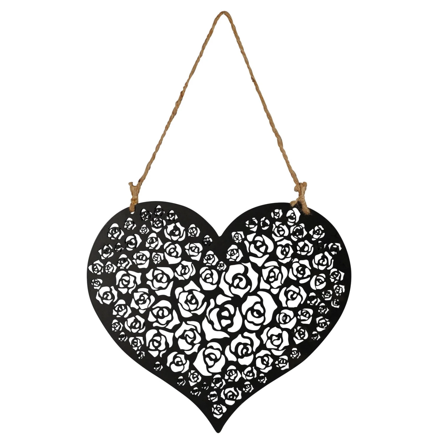 Eisen-Herz, Schwarz-matt, 30 X 27 Cm + 23,5 Cm Hänger 1 Eisen-Herz, Schwarz-matt, 30 X 27 Cm + 23,5 Cm Hänger