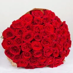 Blumenbund Mit Rosen 'Red Naomi', 50er-Bund, Rot, Inkl. Gratis Grußkarte -Garten Sicht Verkäufe 1045500006 Rose Red Naomi 50er Bund 60cm 2 85340