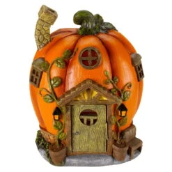 Solar-Häuschen „Kürbishaus“ In Orange-Schwarz Aus Polyresin, Maße H 25,5 Cm -Garten Sicht Verkäufe 2950100393 Solar Kuerbishaus H25 5cm 61344