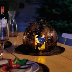 Gartenleuchte Kürbis Mit Blatt, Kupfer, Ca. 23,5 X 28 Cm -Garten Sicht Verkäufe 2950200261 Kuerbis mit Blatt 3 90116