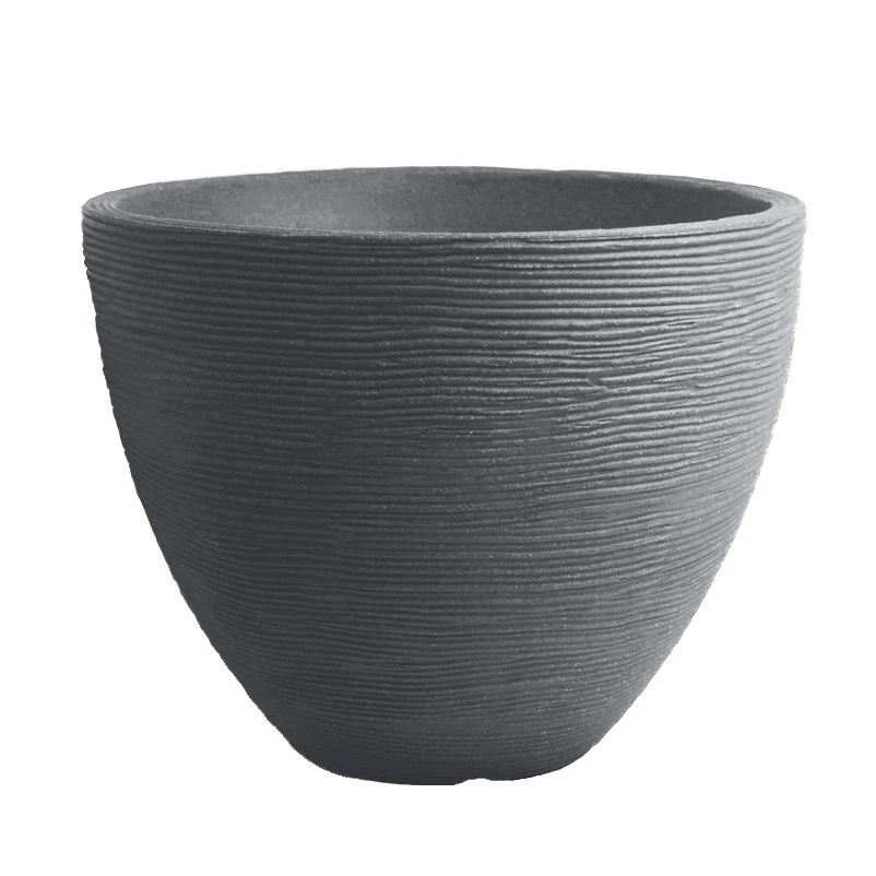 Pflanzgefäß "Lara" Grau, Rillenoptik, Ø 40 Cm, Höhe 31 Cm, Füllvol. 26 L 1 Pflanzgefäß "Lara" Grau, Rillenoptik, Ø 40 Cm, Höhe 31 Cm, Füllvol. 26 L
