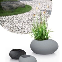 Pflanzstein Flow, Stony Black, Kunststoff -Garten Sicht Verkäufe 3210103633 3210103634 3210103635 3210103636 Pflanzstein Flow stony black grey 55927