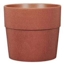 Pflanzgefäß 'Groove' Mit Reservoir, Rund, Mahagony, Hellbraun, Kunststoff