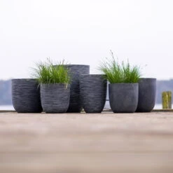Pflanzgefäß 'Rib', Grau, Ø 35 X H 34 Cm -Garten Sicht Verkäufe 3210104122 pflanzgefaess rib 2 116917