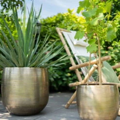 Pflanzgefäß 'Rowen', Gold, Ø 38 X H 30 Cm -Garten Sicht Verkäufe 3210801621 3210801623 Pflanzgefaess Rowen gold 2 114986