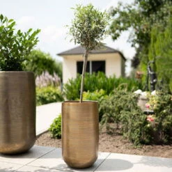 Pflanzgefäß 'Rowen', Gold, Ø 47 X H 82 Cm -Garten Sicht Verkäufe 3210801630 3210801631 3210801632 3210801633 Pflanzgefaess Rowen gold 4 115017