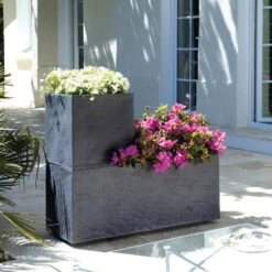 Pflanztrog 'Volcania Dado', Anthrazit, L 39,5 X B 39,5 X H 43,5 Cm -Garten Sicht Verkäufe 3230101084 Pflanztrog Volcania Dado anthrazit 39x39xH43cm 31Ltr2 75429