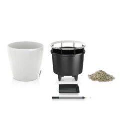 LECHUZA Classico Premium 28 LS, Weiß Hochglanz, All-in-One-Set, Ø 28 Cm, H:26 Cm -Garten Sicht Verkäufe 3325100232 Classico Premium 43LS wei All in OneSet D43xH40cm RGB 2 7764 3