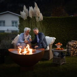 Feuerstelle 'Wave', Rost, Edelstahl, Ca. 100 X 55 X 100 Cm -Garten Sicht Verkäufe 3920100768 Feuerstelle WAVE rost ca100x55x100cm 2 125243