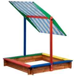Sandkasten Inkl. Dach, Bunt, 120 X 120 X 120 Cm -Garten Sicht Verkäufe 3940100136 Sandkasten inkl Dach 4 106183